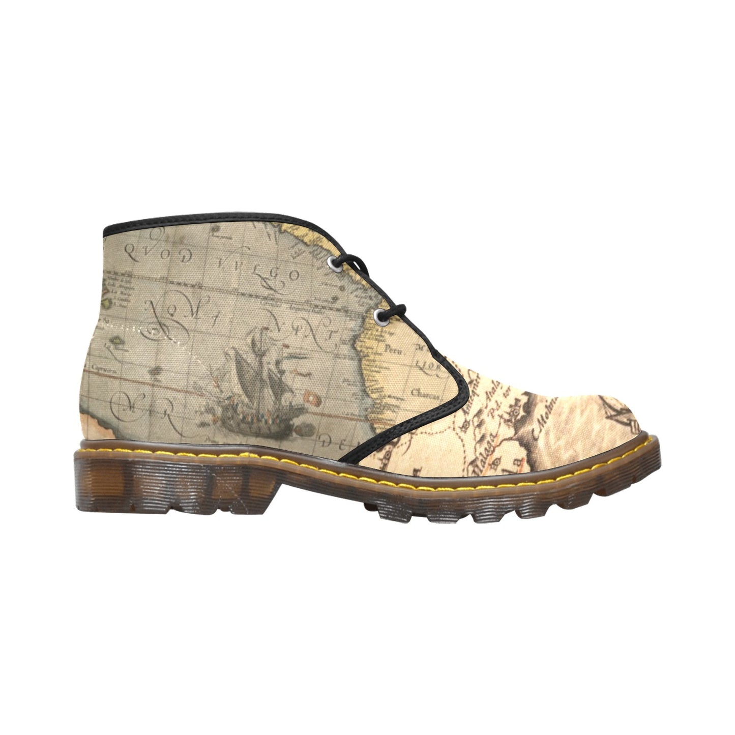 Canvas Ankle Boot - old world map design