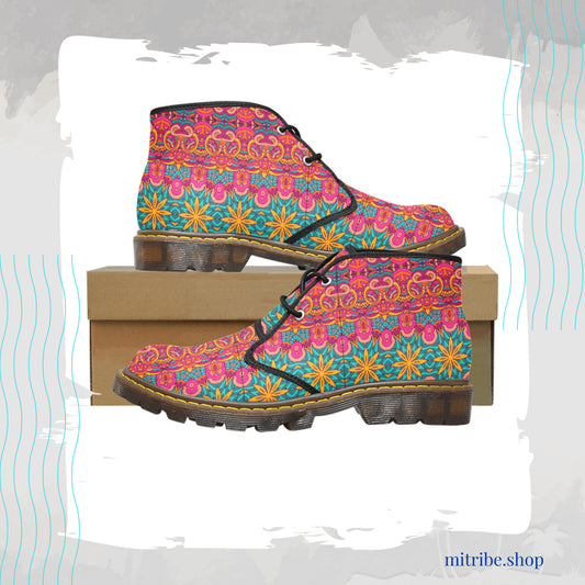 Canvas Ankle Boot - Boho yellow flower