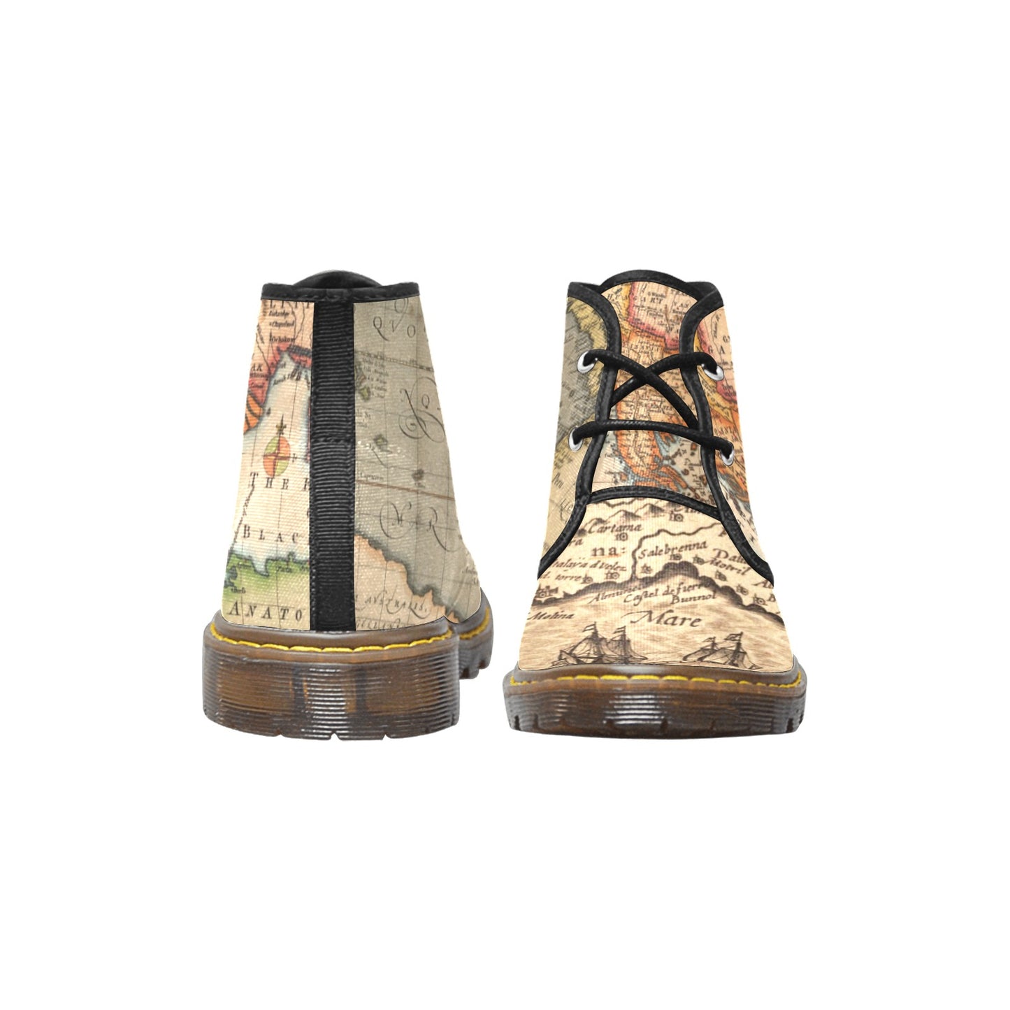 Canvas Ankle Boot - old world map design
