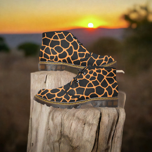 Canvas Ankle Boot - Giraffe print