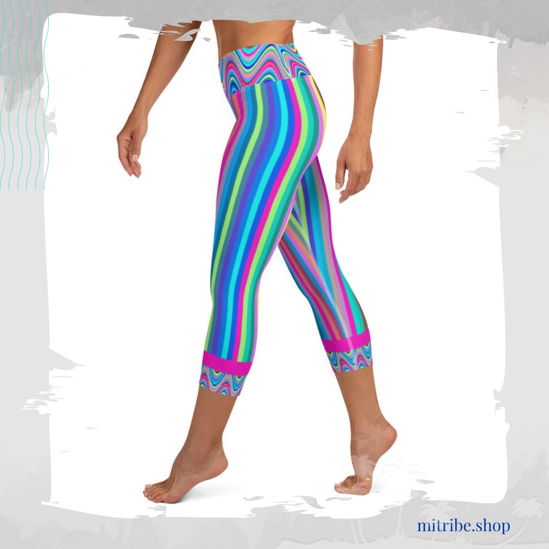 Yoga pants, leggings, dance, gym shorts in colourful stripes