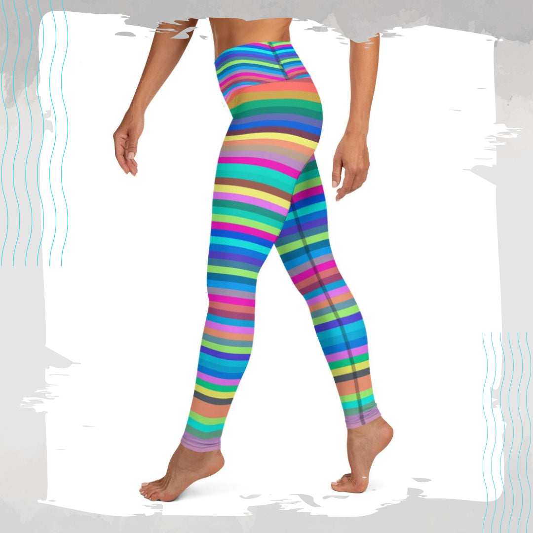 Olympia - Misty Stripe - Sport leggings with pastel rainbow print