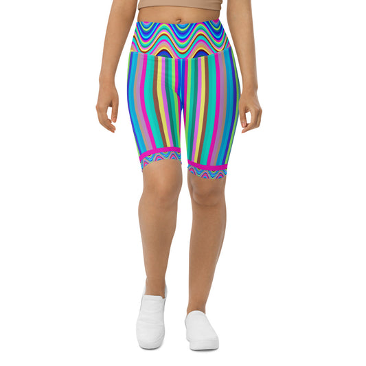 Yoga pants, leggings, dance, gym shorts in colourful stripes