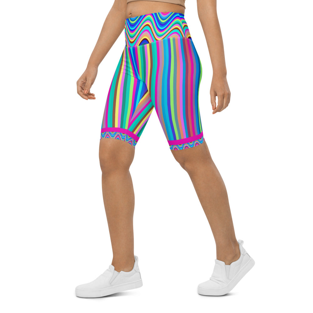 Yoga pants, leggings, dance, gym shorts in colourful stripes