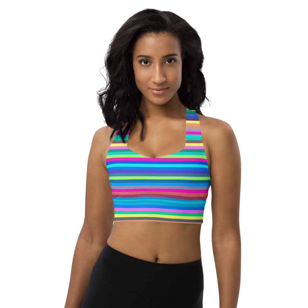 Sports bra, crop tops, activewear, yoga & gym wear in colourful stripes