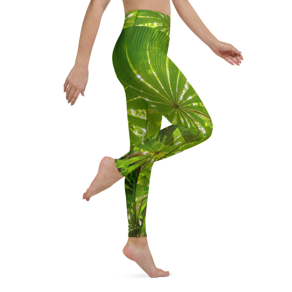 Leggings & womens activewear for fitness, yoga, gym, running in coconut palm design on sale now