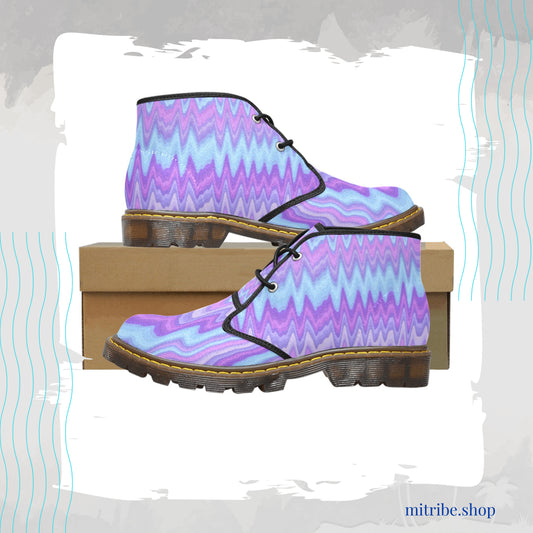 Canvas Ankle Boot - Purple aqua design