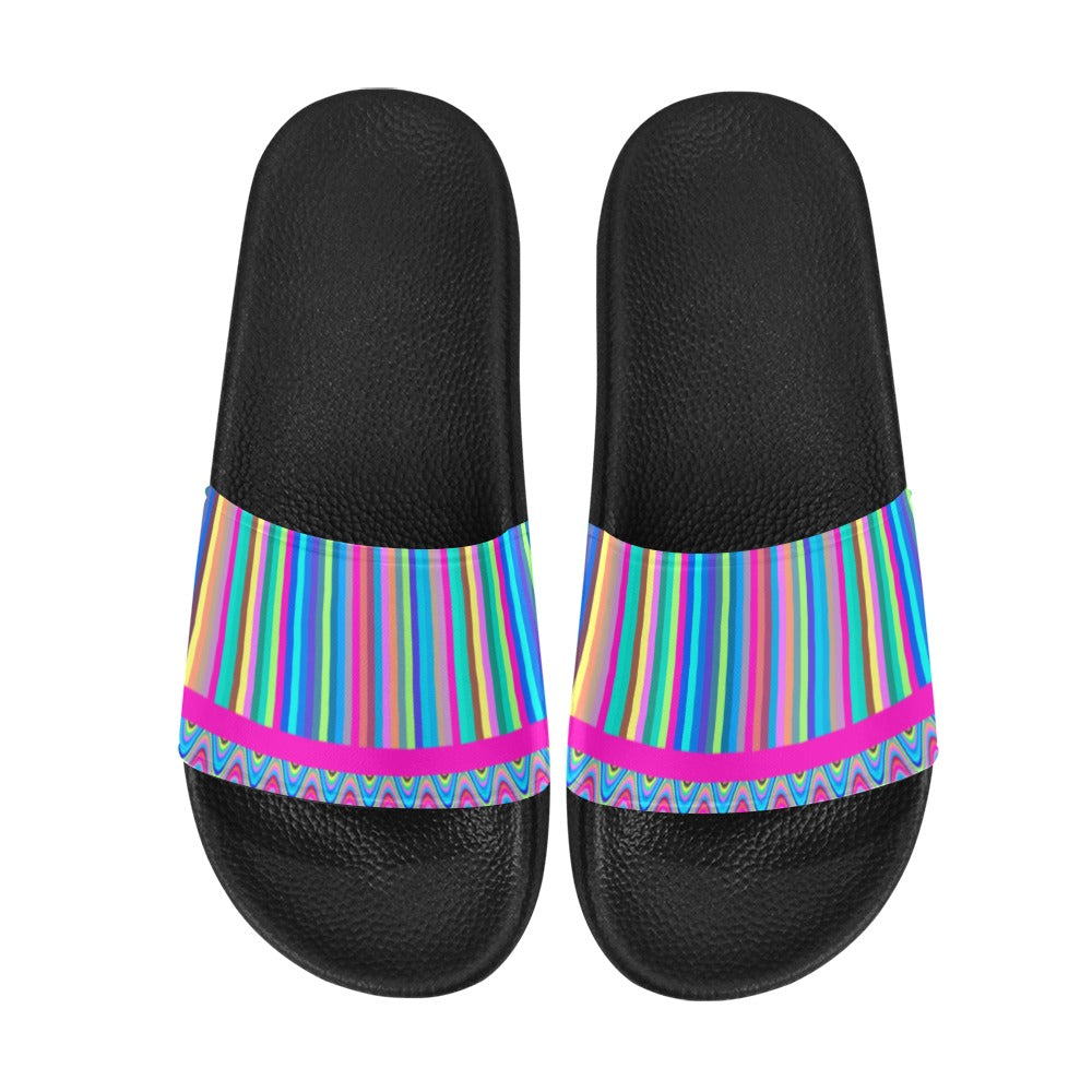 Stripes slides Women's Slide Sandals(Model 057)