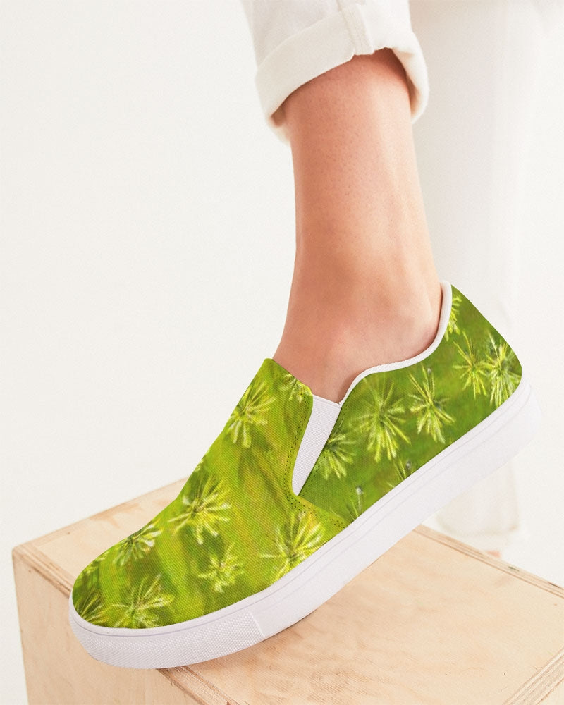 Womens slip on canvas shoe in tropical plam tree design