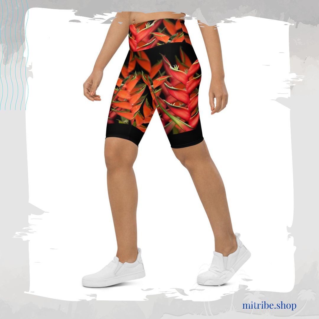 Fitness shorts, leggings & yoga pants in tropical colours of red and pink