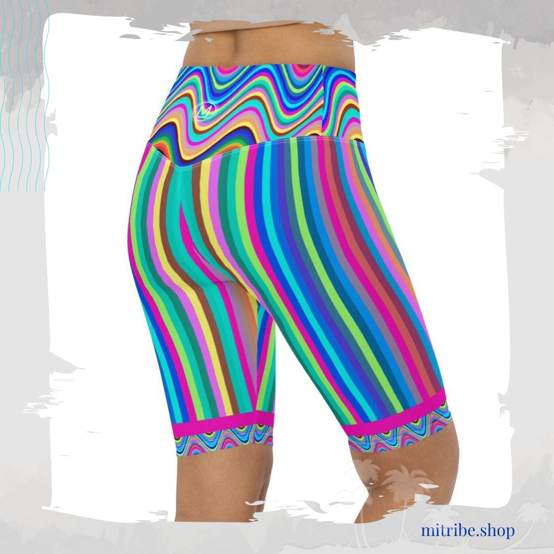 Yoga pants, leggings, dance, gym shorts in colourful stripes