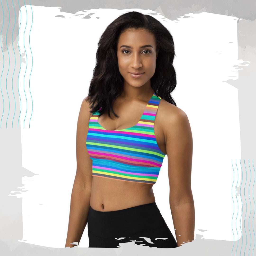 Sports bra, crop tops, activewear, yoga & gym wear in colourful stripes