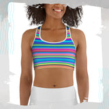 Sports bra, crop tops, activewear, yoga & gym wear in colourful stripes