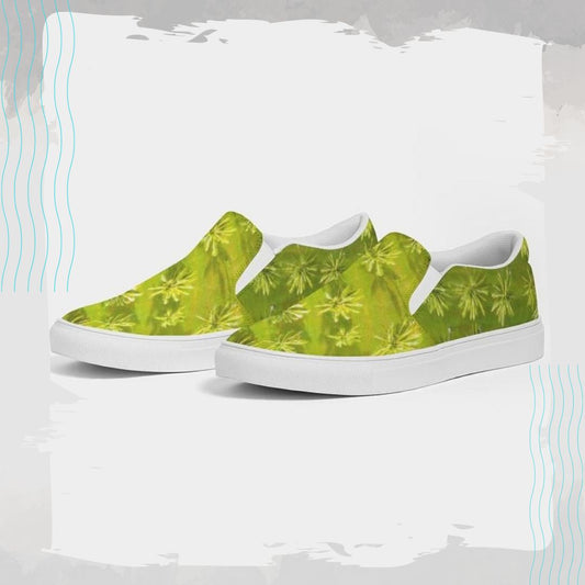 Womens slip-on canvas shoe in tropical palm tree design