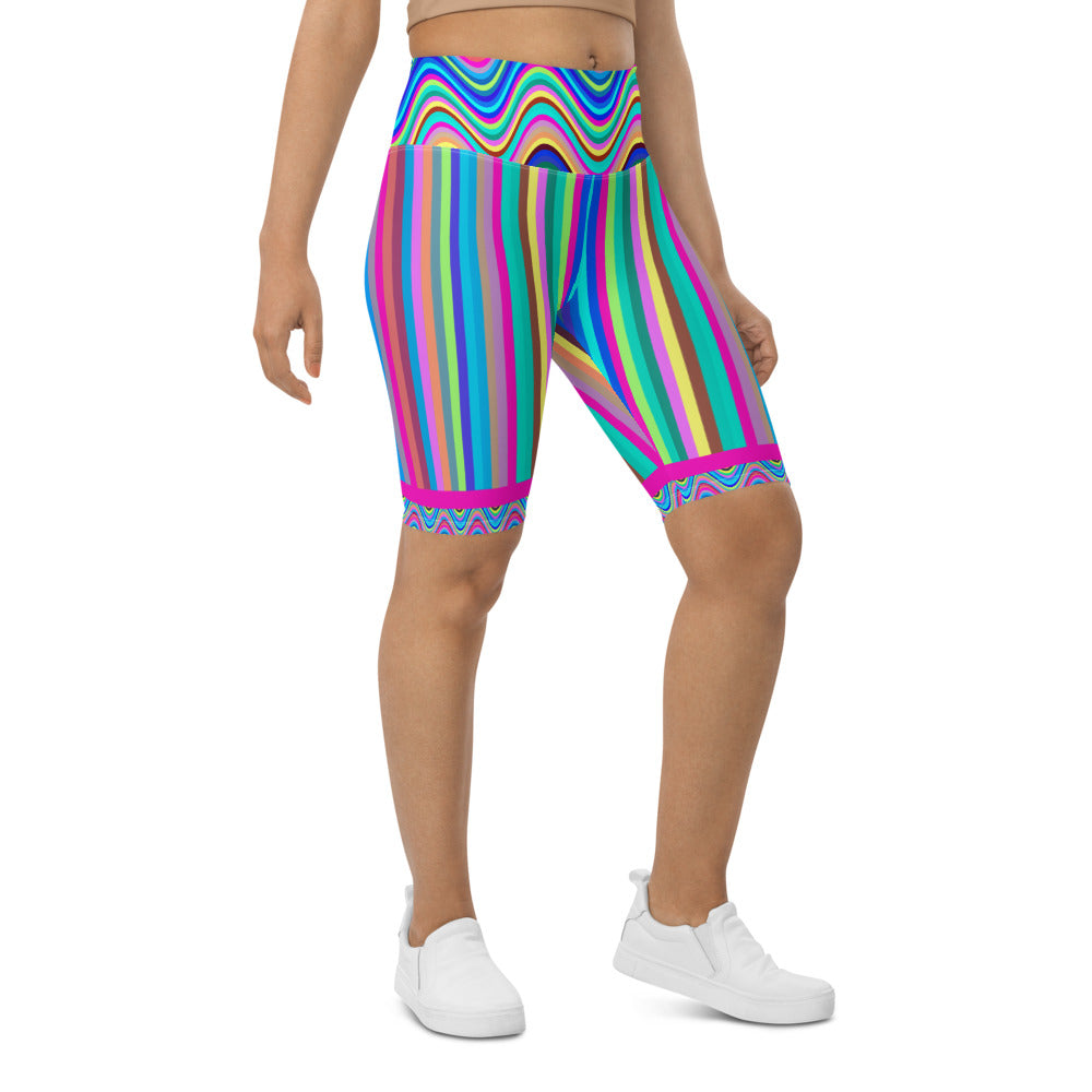 Yoga pants, leggings, dance, gym shorts in colourful stripes