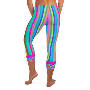 Yoga pants, leggings, dance, gym shorts in colourful stripes