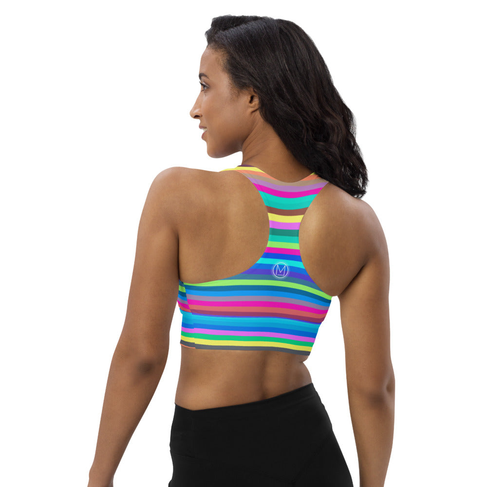 Sports bra, crop tops, activewear, yoga & gym wear in colourful stripes