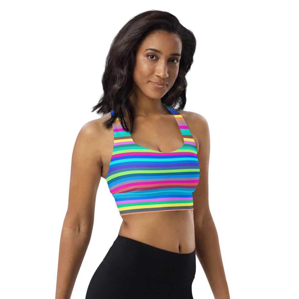 Sports bra, crop tops, activewear, yoga & gym wear in colourful stripes