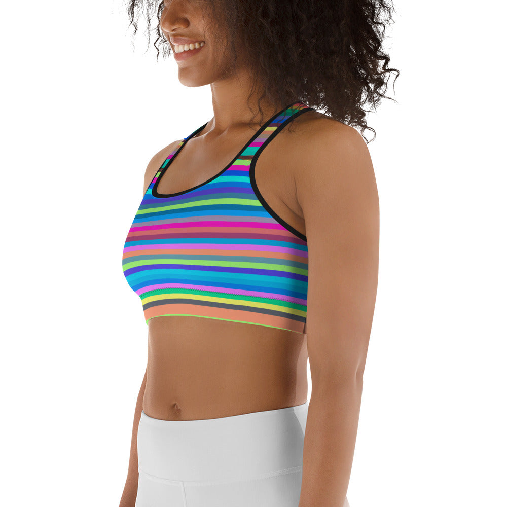 Sports bra, crop tops, activewear, yoga & gym wear in colourful stripes