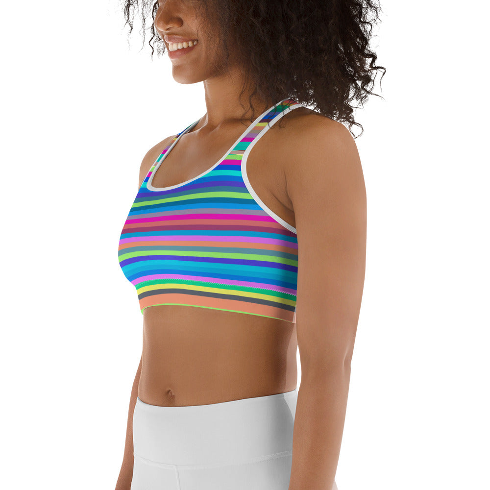 Sports bra, crop tops, activewear, yoga & gym wear in colourful stripes