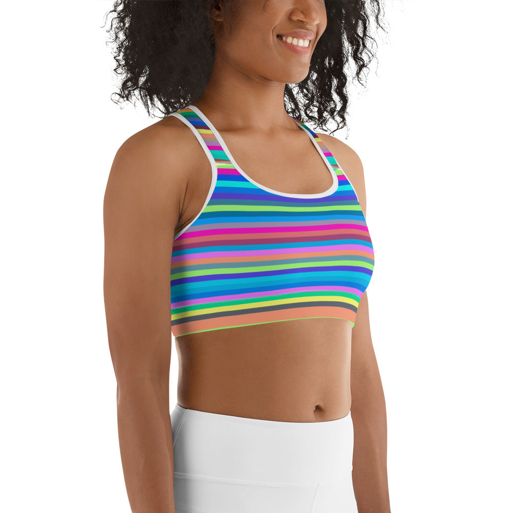 Sports bra, crop tops, activewear, yoga & gym wear in colourful stripes