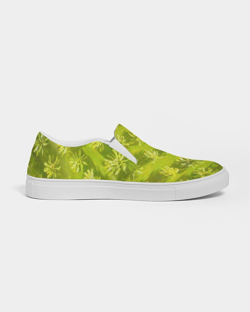 Womens slip on canvas shoe in tropical plam tree design