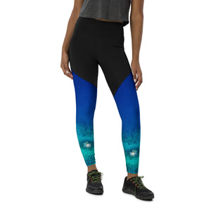 Leggings & womens activewear for fitness, yoga, gym, running in ocean blue design on sale now