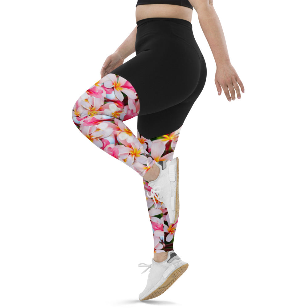 Leggings & womens activewear for fitness, yoga, gym, running in frangipani design on sale now