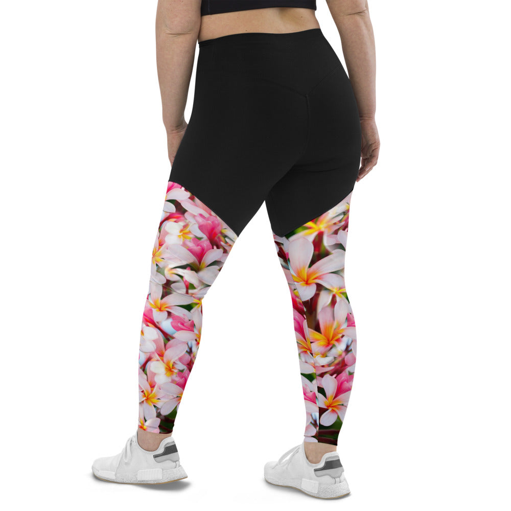 Leggings & womens activewear for fitness, yoga, gym, running in frangipani design on sale now