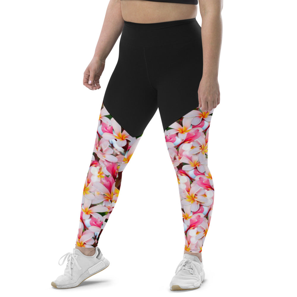 Leggings & womens activewear for fitness, yoga, gym, running in frangipani design on sale now