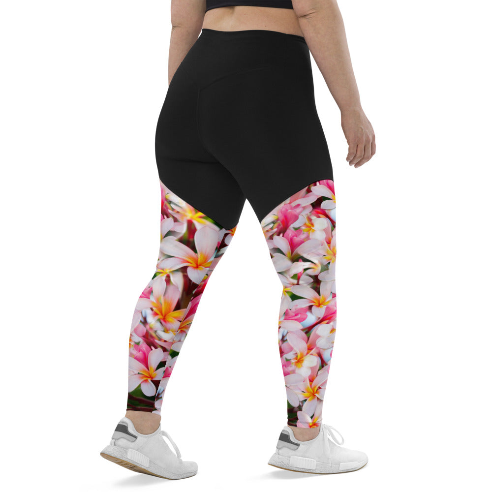 Leggings & womens activewear for fitness, yoga, gym, running in frangipani design on sale now