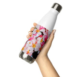 Stainless steel water bottle insulated in colourful frangipani design